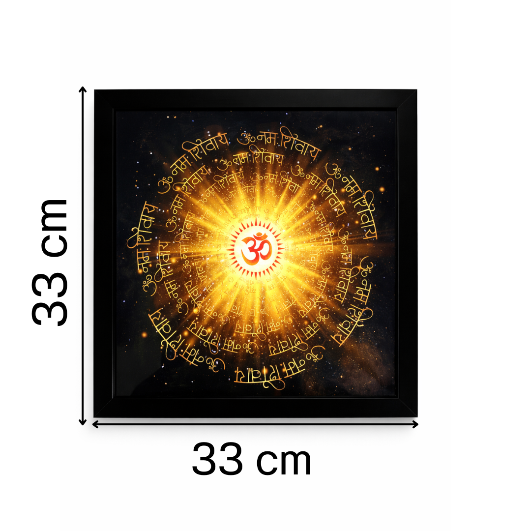 Cosmic Shiva Manifestation – Glowing Om & Mantra LED Wall Art