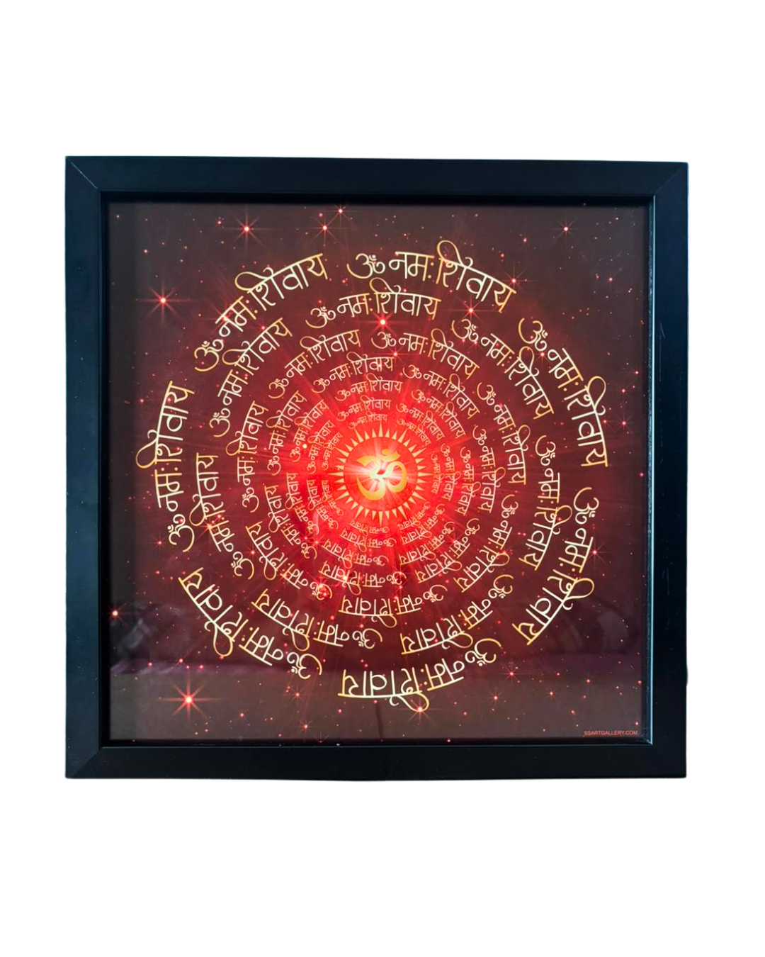 SS ART Gallery LED Shiva Wall Frame Glowing Om Design Home Temple Decor Wooden Frame Religious Occasion