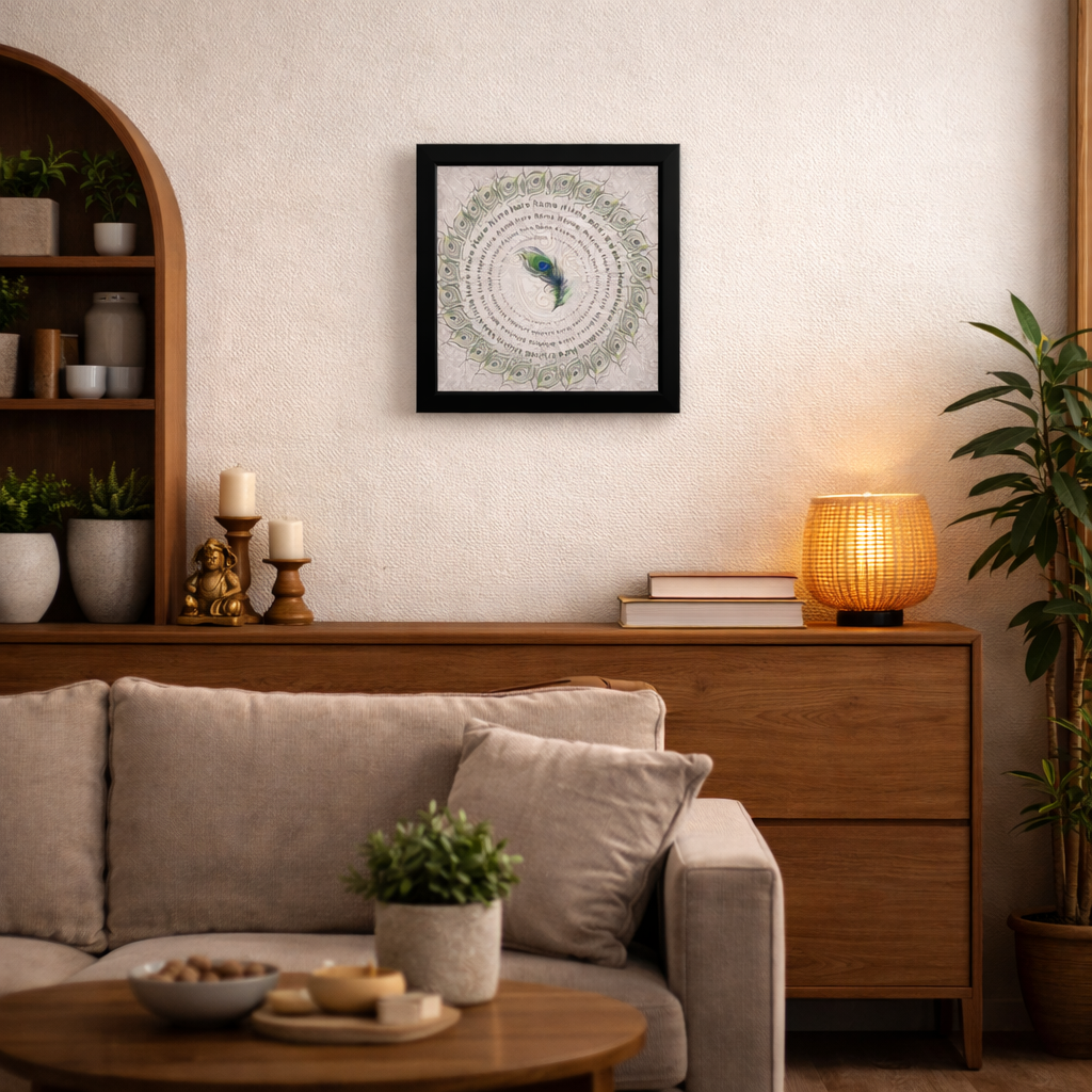 Hare Krishna Mandala – Glowing Maha Mantra & Hidden Flute Player LED Art