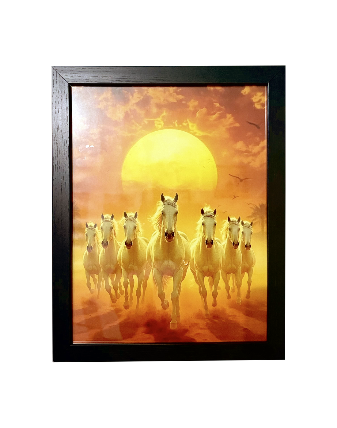 Vastu Seven Running Horses Premium Backlit LED Wall Art Frame